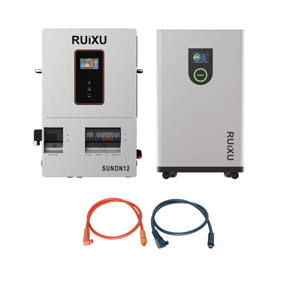 RUIXU SUNON12 Inverter with one x Lithi2-16 51.2V Battery and 1/0 AWG cables 140cm