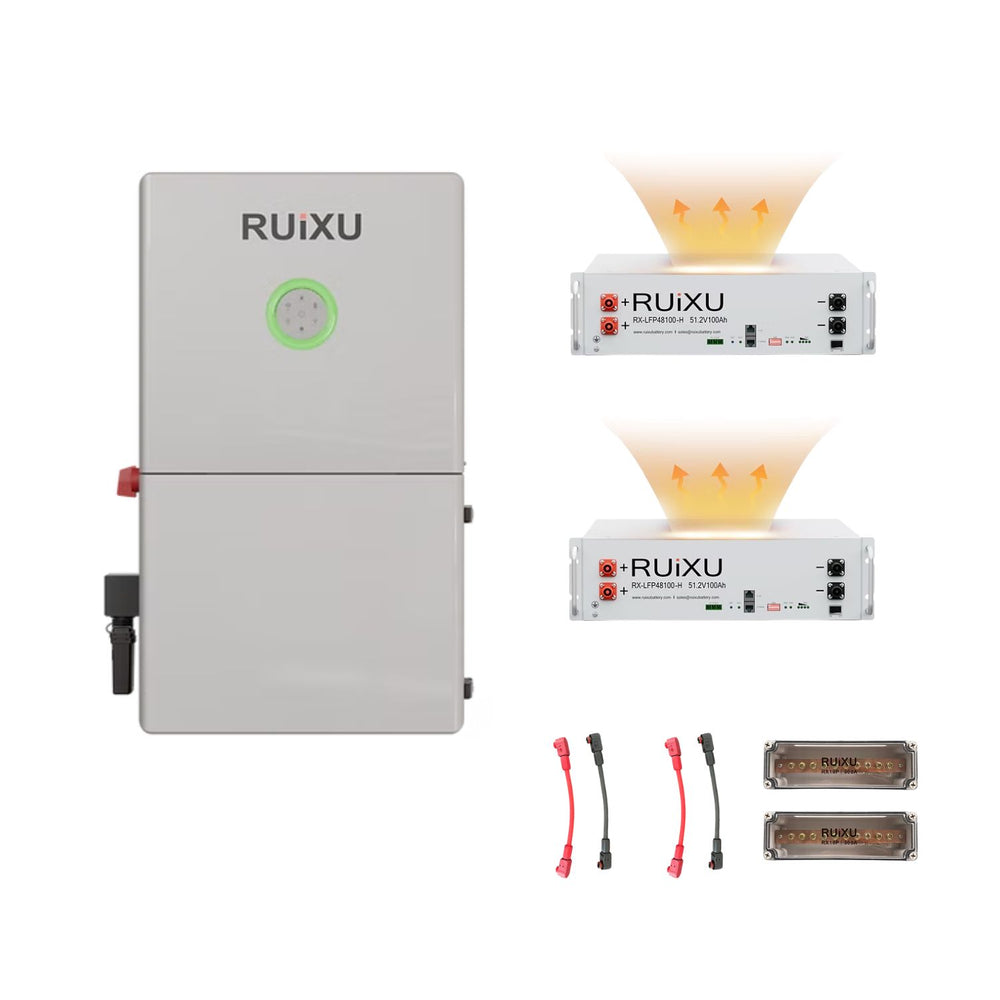 RUiXU RX-LFP48100 51.2V Server Rack Batteries - 10.24 kWh Home & Commercial Essential Power System