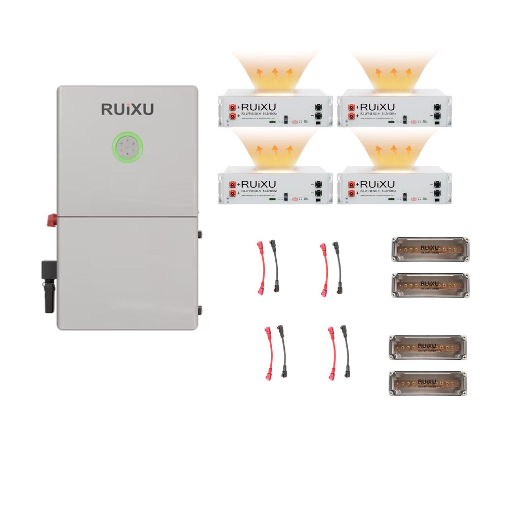 RUiXU RX-LFP48100 51.2V Server Rack Batteries - 20.48 kWh Home & Commercial Expanded Power System