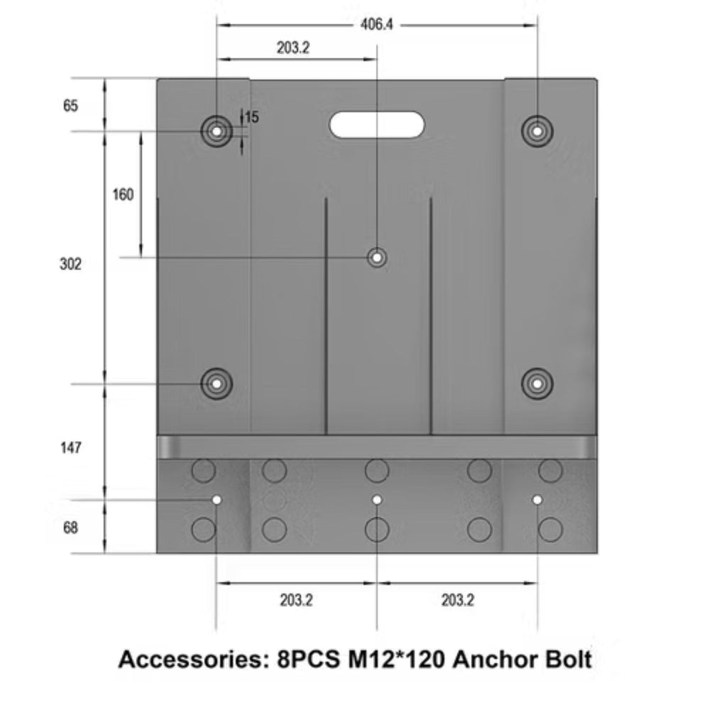 RUiXU Wall Mounted Bracket For Lithi2-16 Battery dimension