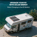 RV with Jackery 100W Prime Solar Panel on a scenic background with text about solar energy upgrade.