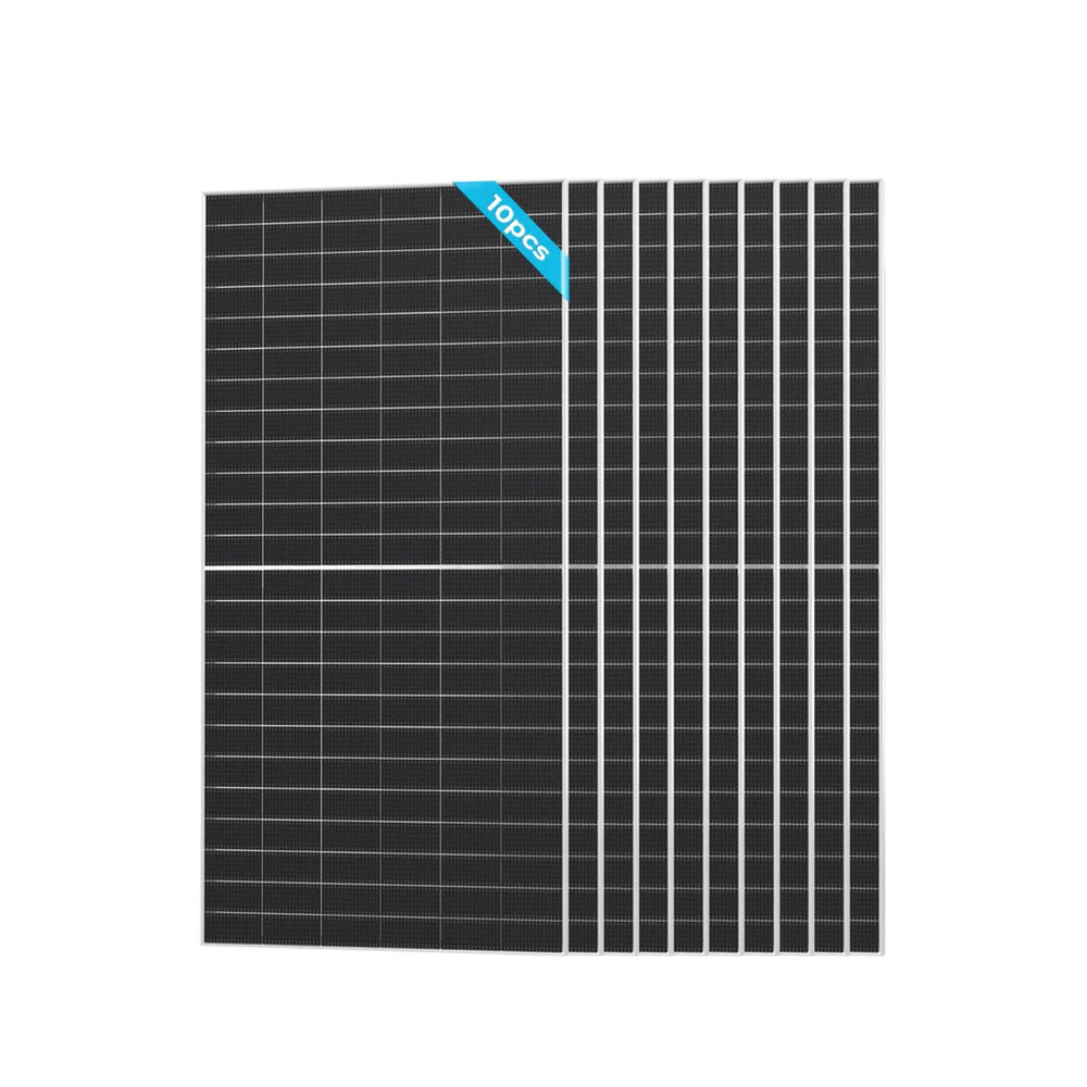 Renogy 10pcs Bifacial 590W N-Type Monocrystalline Solar Panel with grid pattern on a white background