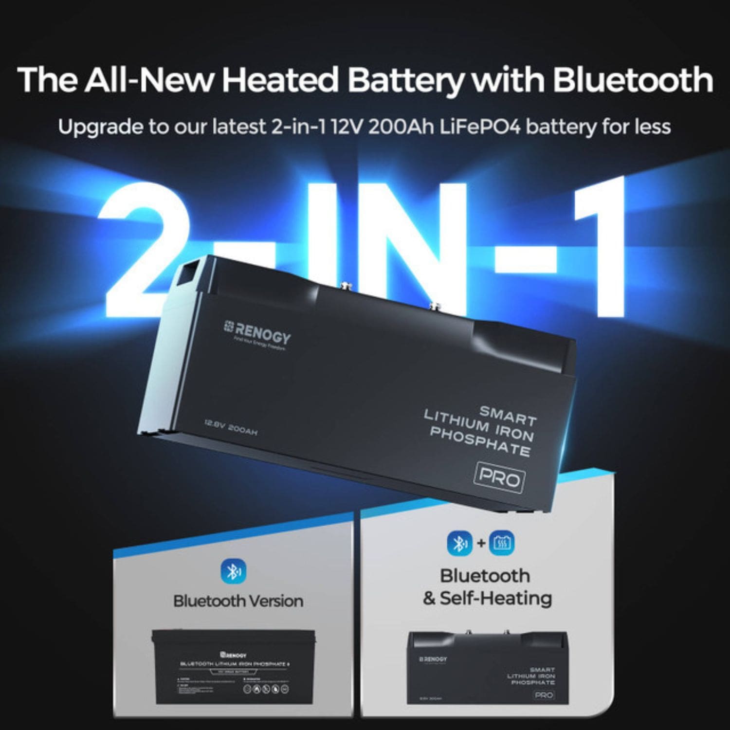 Renogy 12V 200Ah Pro Smart Lithium Battery heated battery