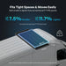 Renogy 16BB N-Type 24V Solar Panel on a vehicle roof with specifications and weight information.