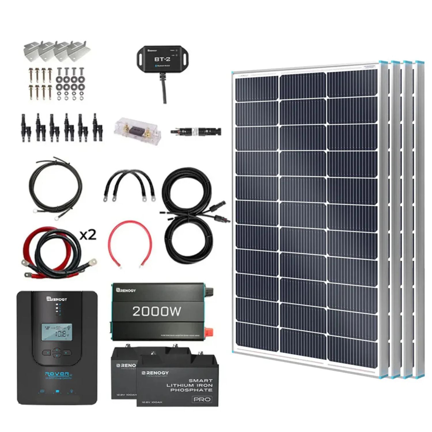 Renogy 2.4kWh Lithium Battery W/ Bluetooth & Self-heating Function (2*12V 100Ah)
