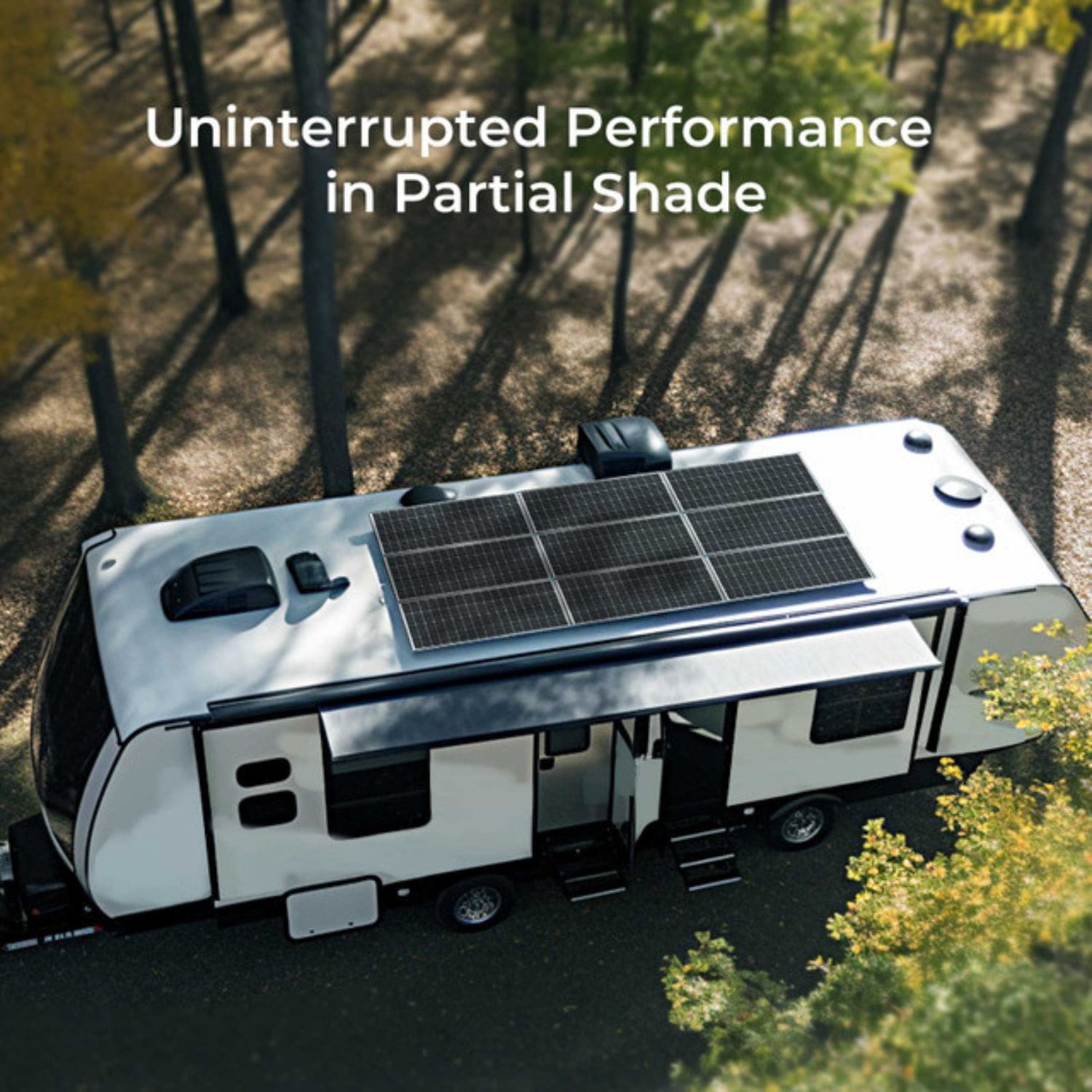 Renogy 200 Watt 12 Volt Monocrystalline Solar Panel Uninterrupted Performance in partial shade