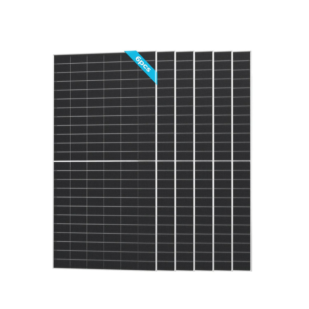 Renogy 6pcs Bifacial 590W N-Type Monocrystalline Solar Panel with grid pattern on a white background