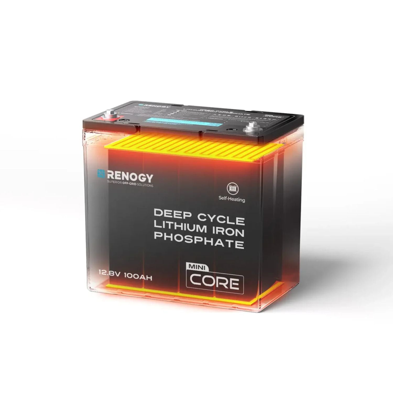 Renogy CORE Series Mini Size 12.8V 100Ah Lithium Iron Phosphate Battery Self Heating