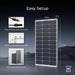 Renogy Complete RV Solar Kit 400W 12V with measurements and setup instructions on a dark background