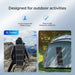 Renogy E.FLEX 200W Portable Solar Panel for outdoor activities with images of a person hiking and a tent with solar panels.