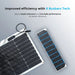 Renogy Flexible 50W Solar Panel with text about improved efficiency using 9 Busbars Tech on a gray background