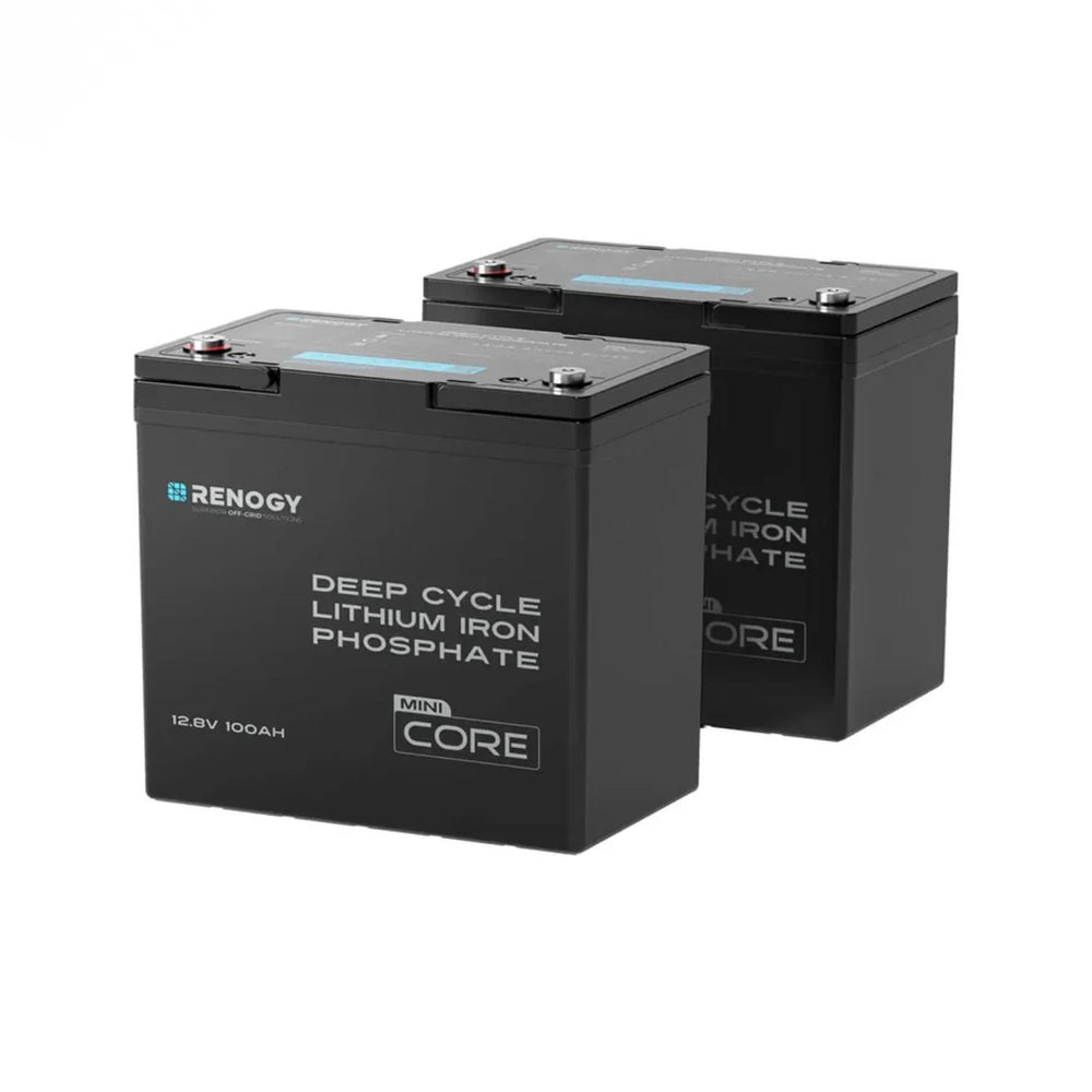 Renogy Mini Size 12.8V 100Ah Lithium Iron Phosphate Battery 2 Pack