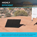 Renogy Solar Suitcase 200W Solar panel on a desert landscape with text highlighting efficiency