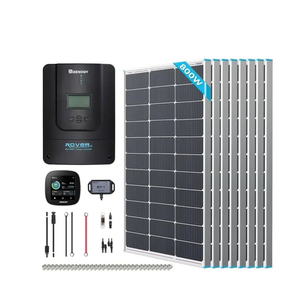 Renogy 800 Watt 12V/24V Premium Solar Kit With Rover 60A Charger Controller with One Core