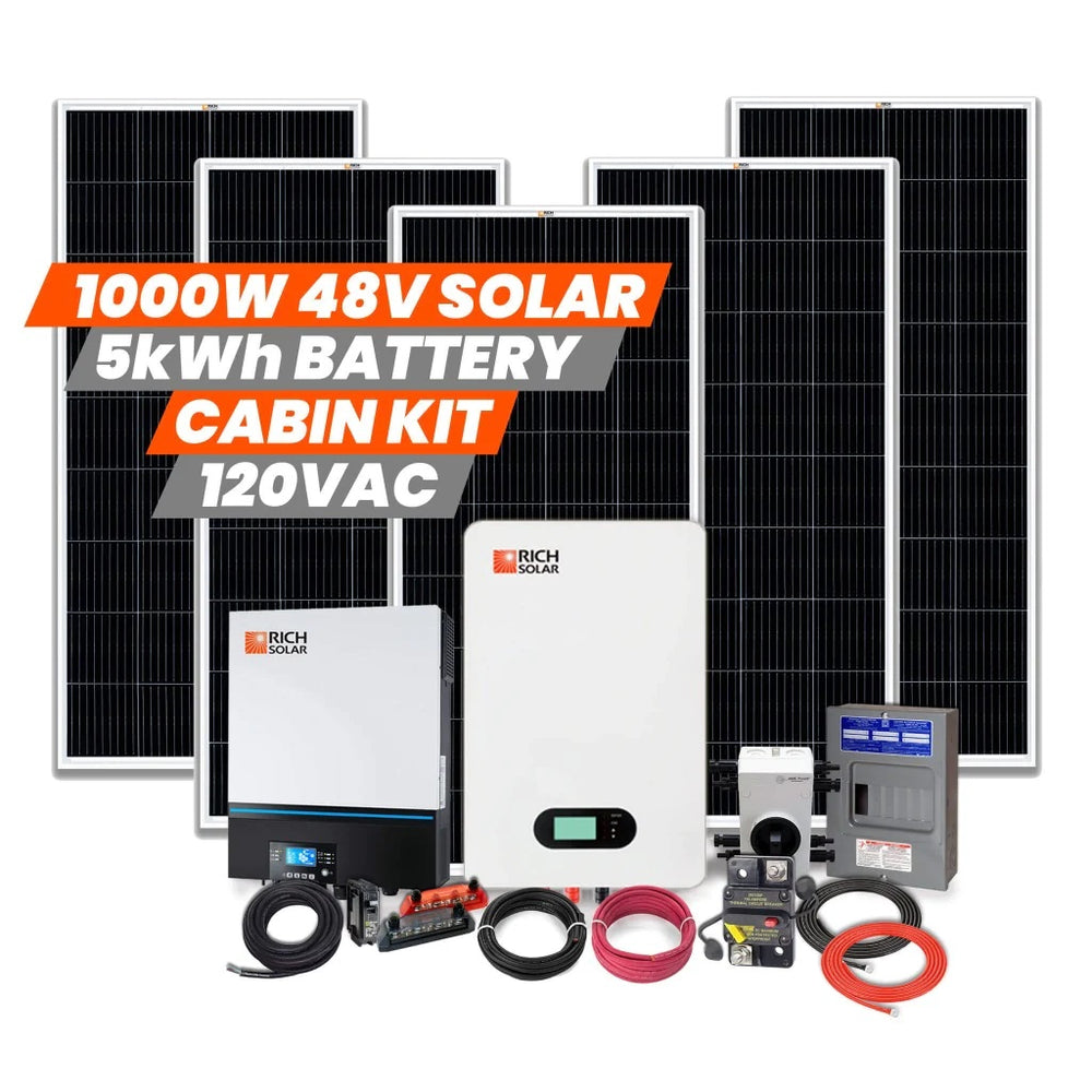 Rich Solar 1000W 48V 120VAC 5kWh Battery Cabin Kit