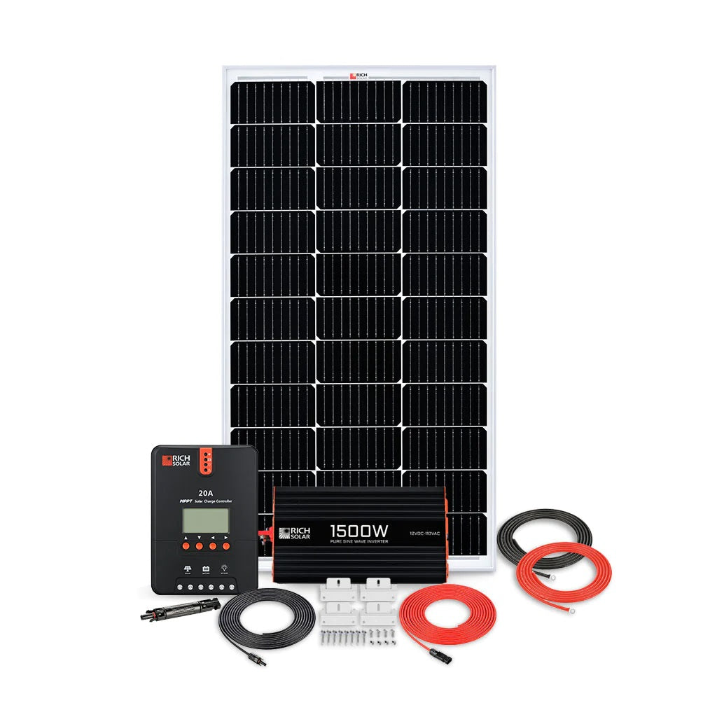 Rich Solar 100W RV 12V Kit with 1500W 12V Pure Sine Wave Inverter