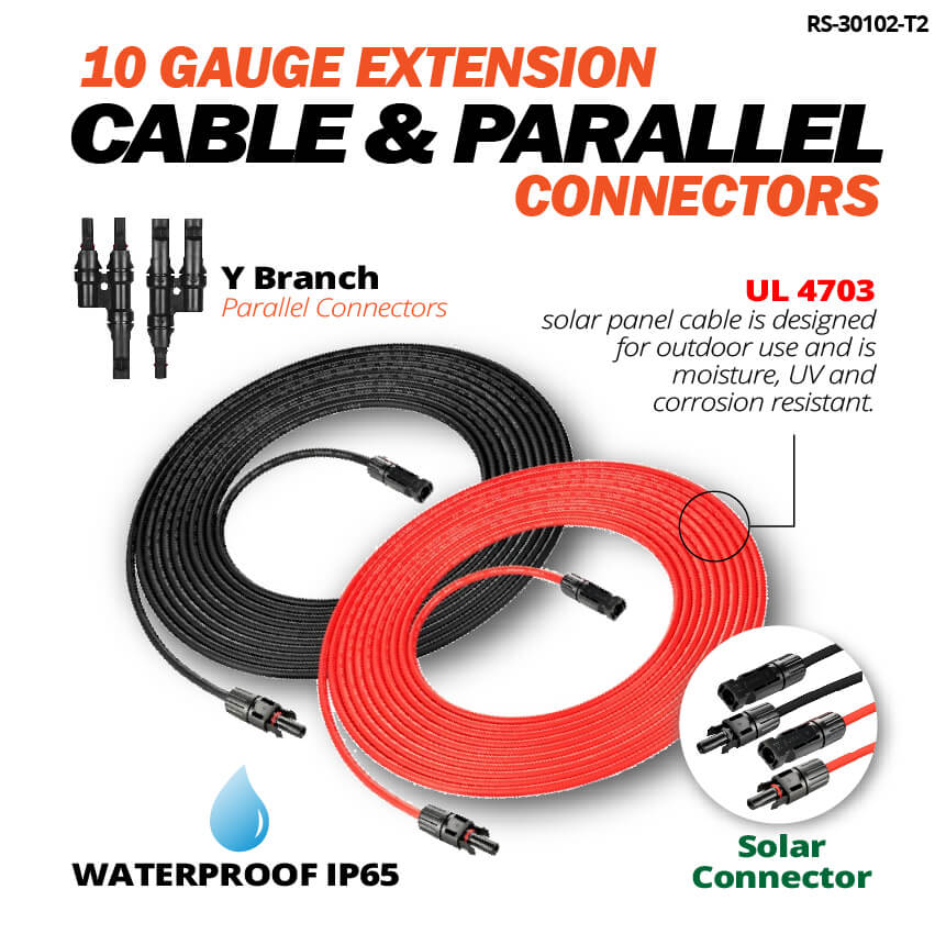 Rich Solar 10 Gauge_10AWG_Solar Panel Extension Cable Wire with Parallel Connectors Specifications