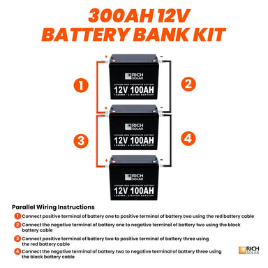 Rich Solar 12V 300AH 3.8kWh Lithium Battery Bank Wiring Instructions