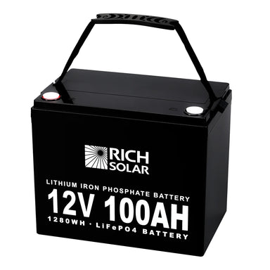 Rich Solar 12V 100Ah LiFePO4 Lithium Iron Phosphate Battery Head Side View
