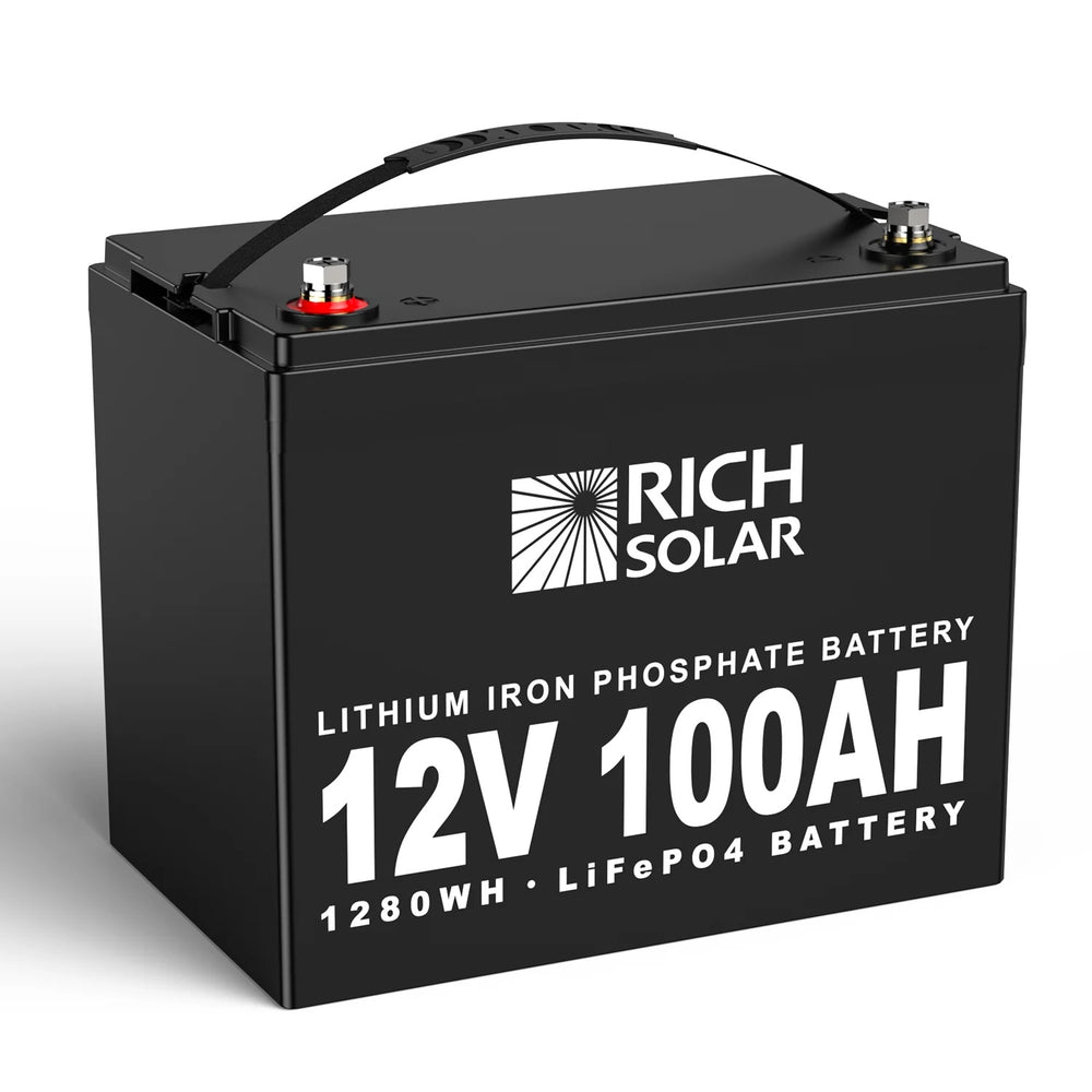 Rich Solar 12V 100Ah LiFePO4 Lithium Iron Phosphate Battery Left Side View