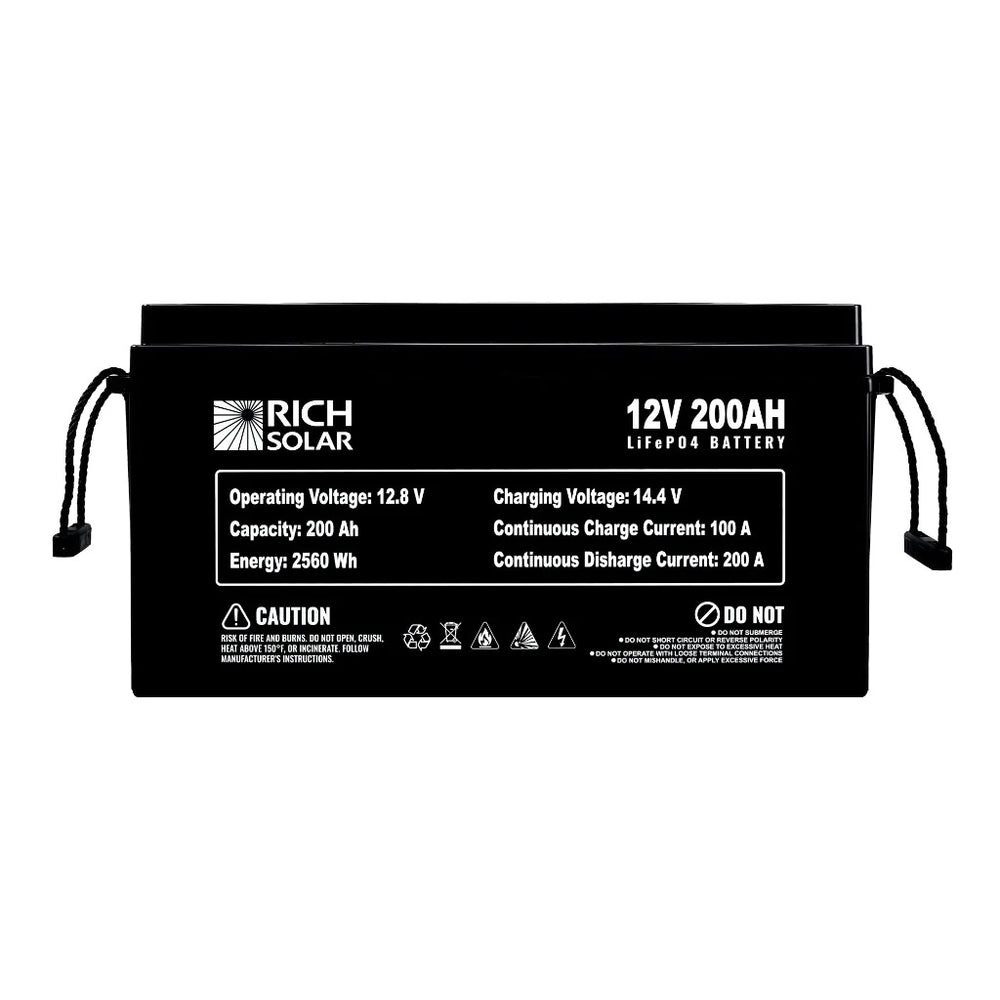 Rich Solar 12V 200Ah LiFePO4 Lithium Iron Phosphate Battery Back View