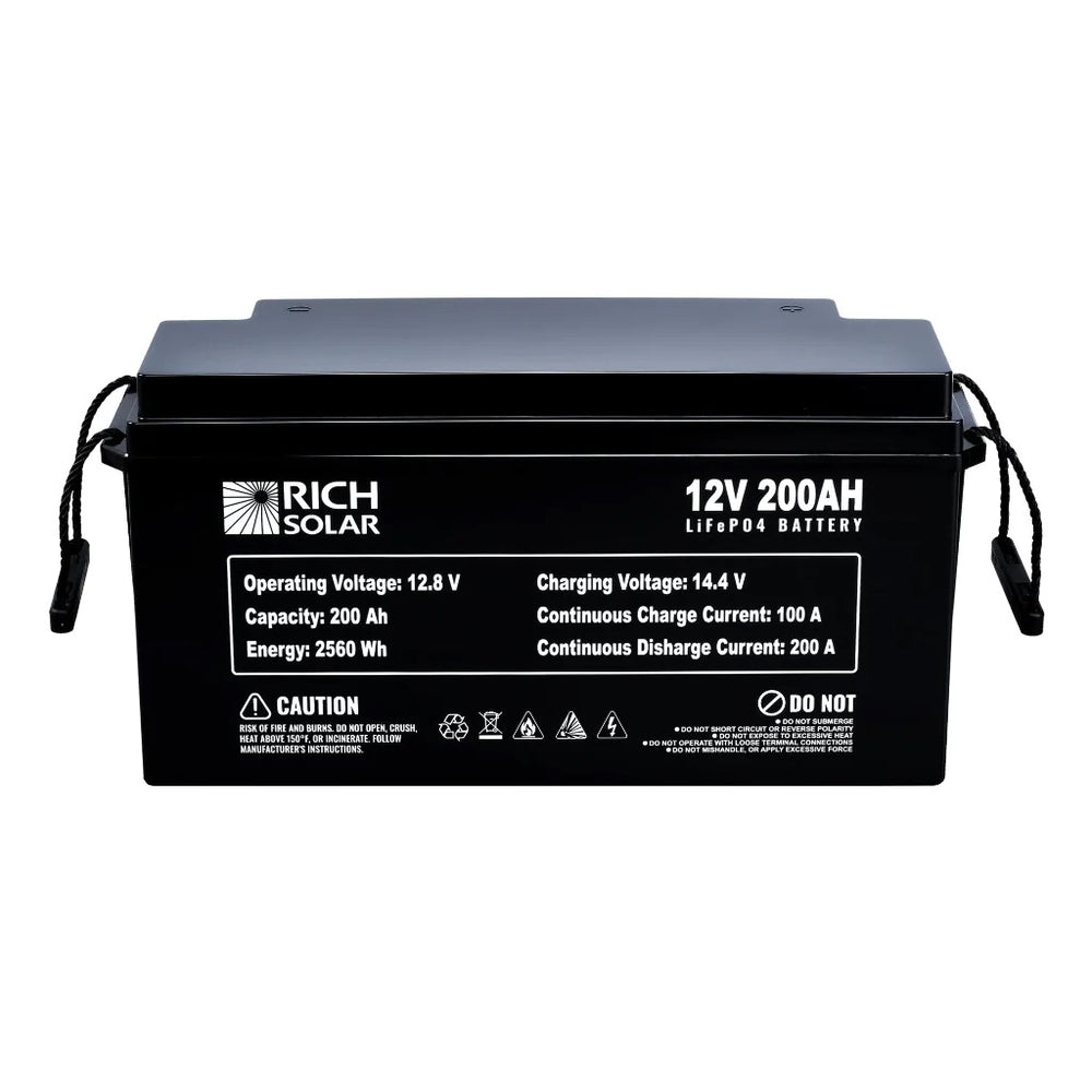 Rich Solar 12V 200Ah LiFePO4 Lithium Iron Phosphate Battery Bend Back Side View