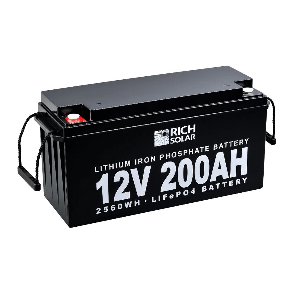 Rich Solar 12V 200Ah LiFePO4 Lithium Iron Phosphate Battery Front And Head View