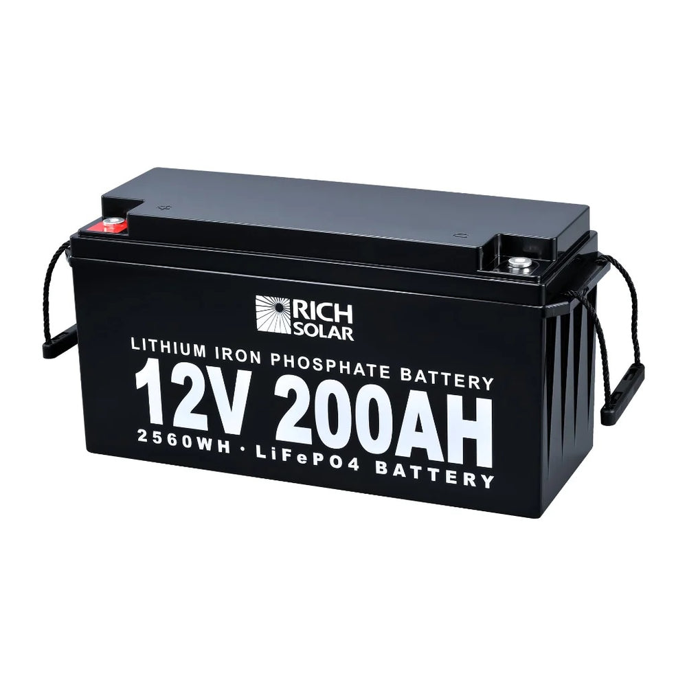 Rich Solar 12V 200Ah LiFePO4 Lithium Iron Phosphate Battery Right Negative Terminal View