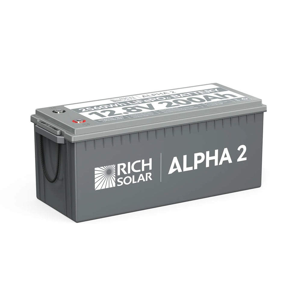 Rich Solar 12V 200Ah LiFePO4 Lithium Iron Phosphate Battery With Internal Heating and Bluetooth Function Front Left View