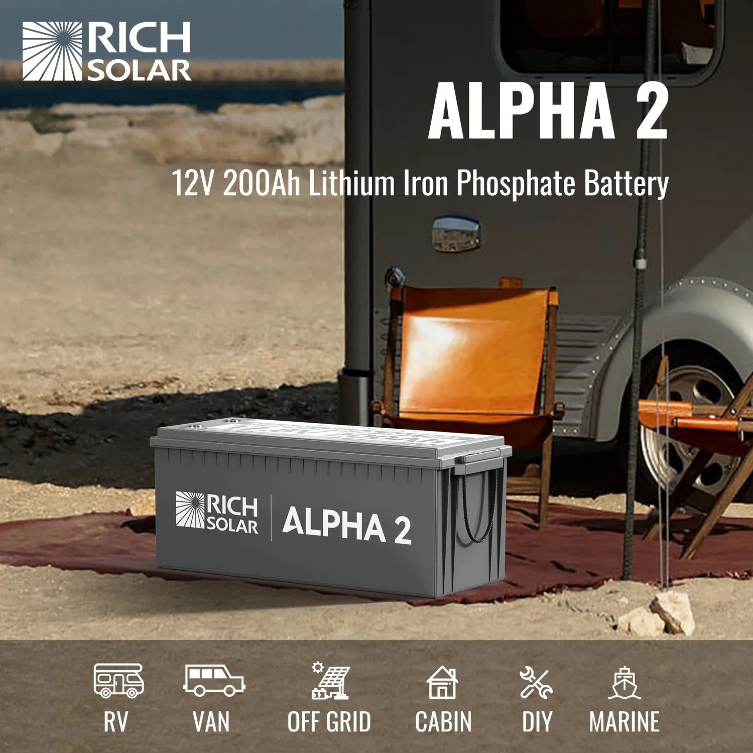 Rich Solar 12V 200Ah LiFePO4 Lithium Iron Phosphate Battery With Internal Heating and Bluetooth Function Specifications