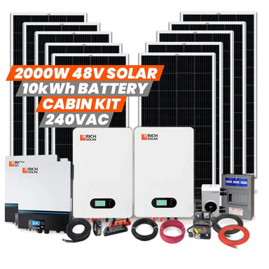 Rich Solar 2000W 48V 240VAC Cabin Kit With 10kWh Battery