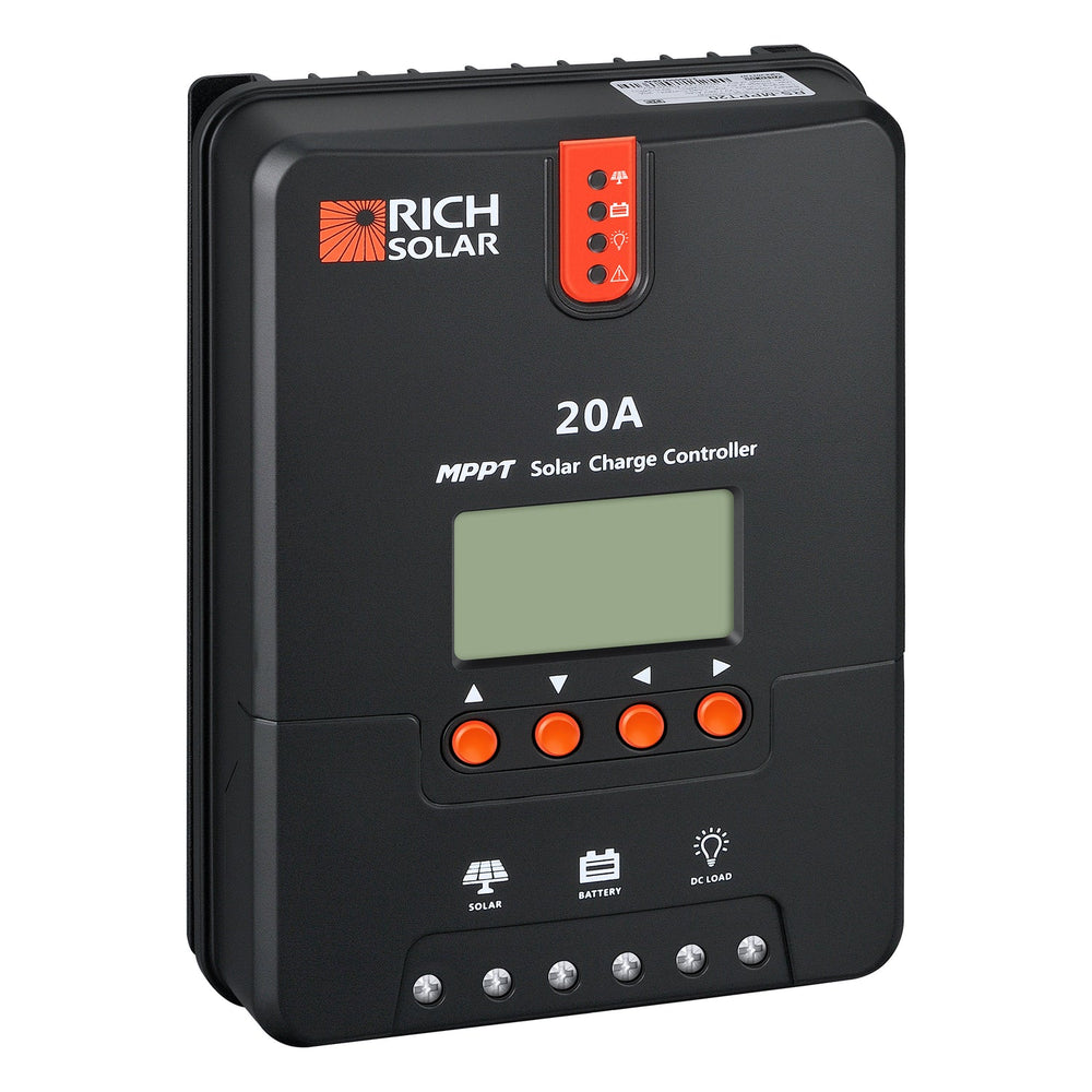 Rich Solar 20 Amp MPPT Solar Charge Controller Left Side View