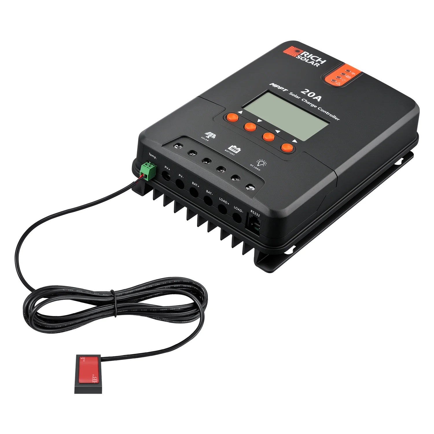 Rich Solar 20 Amp MPPT Solar Charge Controller With Switch Cord