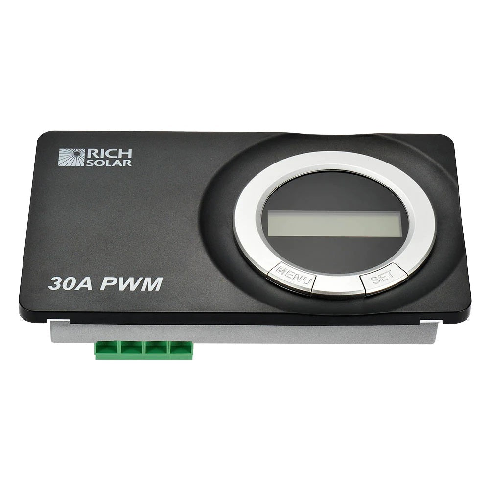 Rich Solar 30 Amp Solar Charge Controller Flush Mount Front Bend View