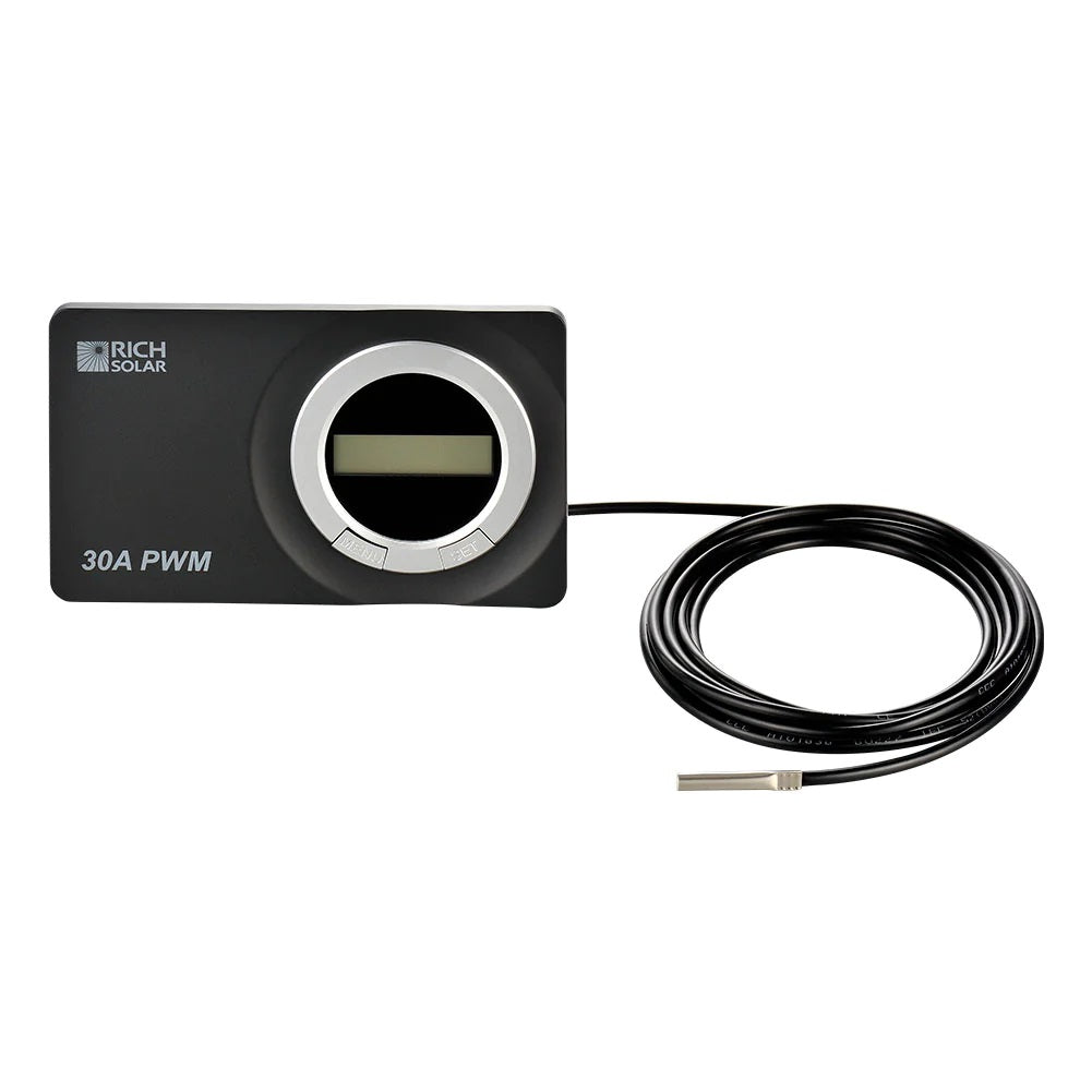 Rich Solar 30 Amp Solar Charge Controller Flush Mount Front With Connecting Cord