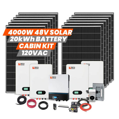 Rich Solar 4000W 48V 120VAC Cabin Kit With 20kWh Battery
