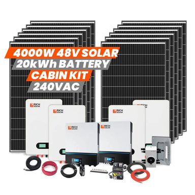 Rich Solar 4000W 48V 240VAC Cabin Kit With 20kWh Battery