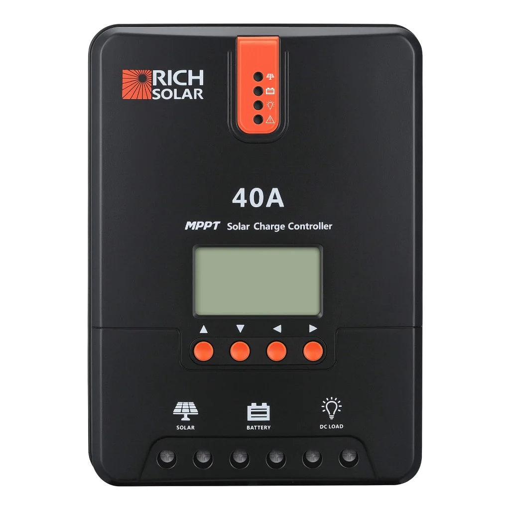 Rich Solar 40 Amp MPPT Solar Charge Controller Front View