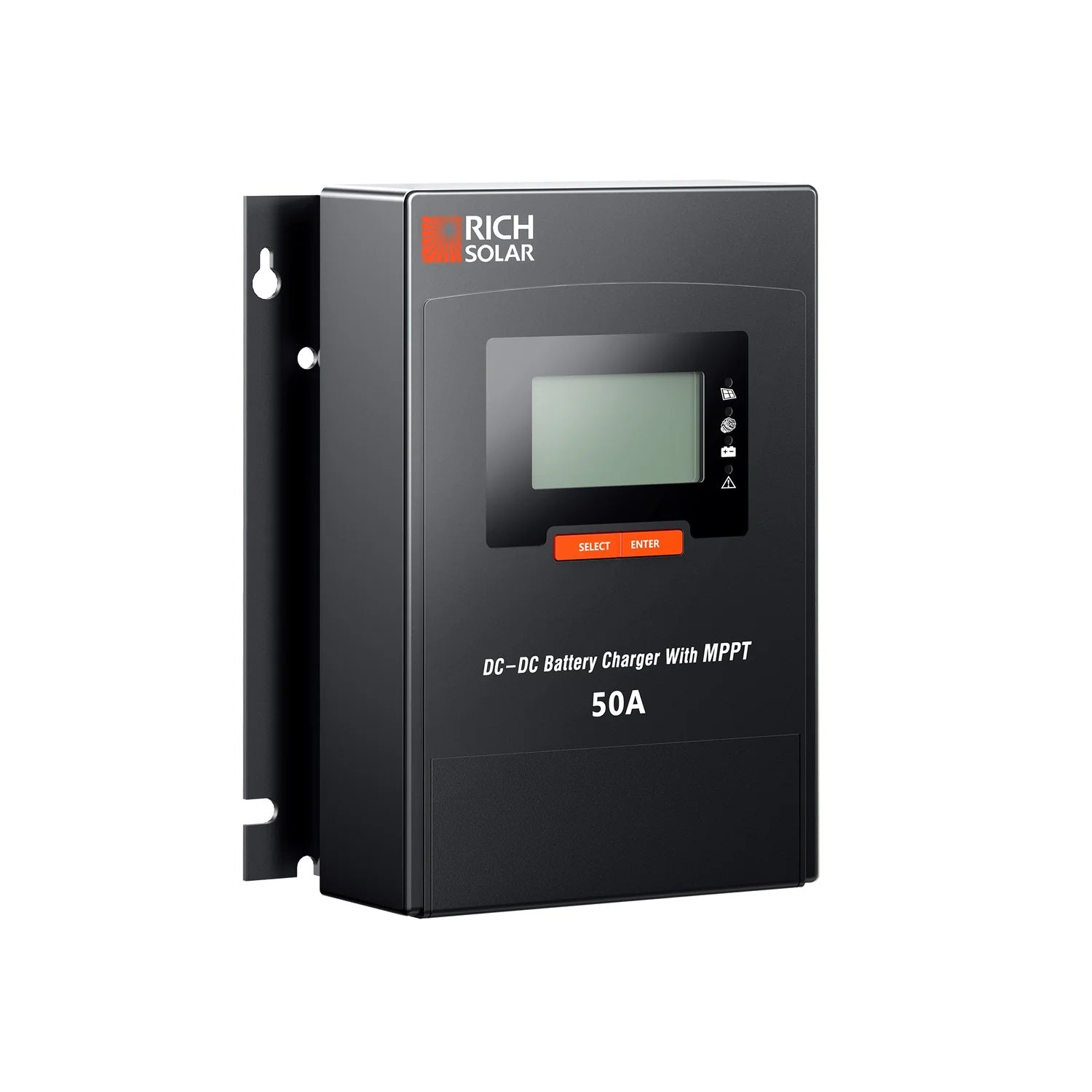 Rich Solar 50 Amp DC to DC Lithium Battery Alternator Charger with MPPT Left View