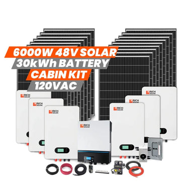 Rich Solar 6000W 48V 120VAC Cabin Kit With 30kWh Battery