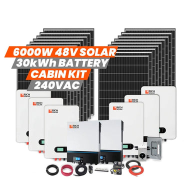 Rich Solar 6000W 48V 240VAC Cabin Kit With 30kWh Battery