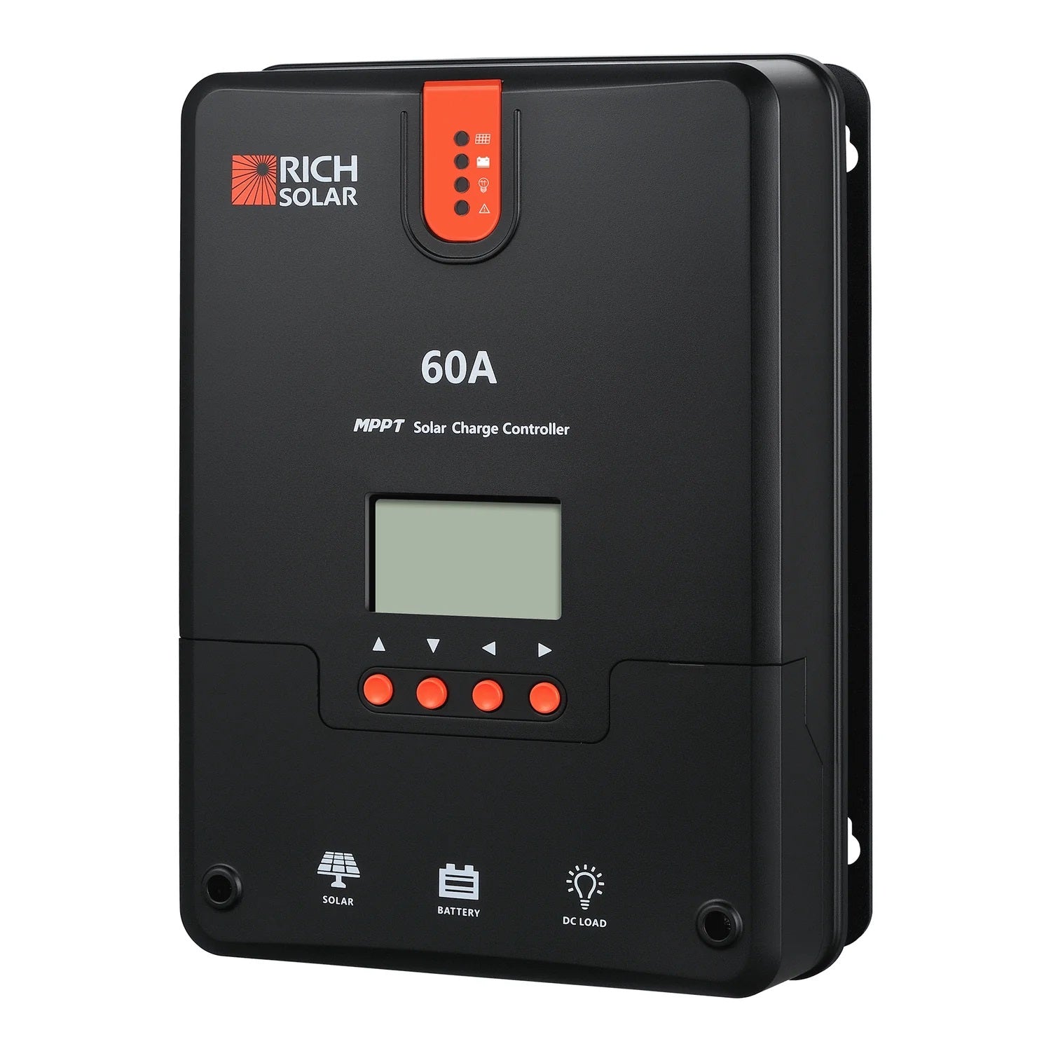 Rich Solar 60 Amp MPPT Solar Charge Controller Front Right View