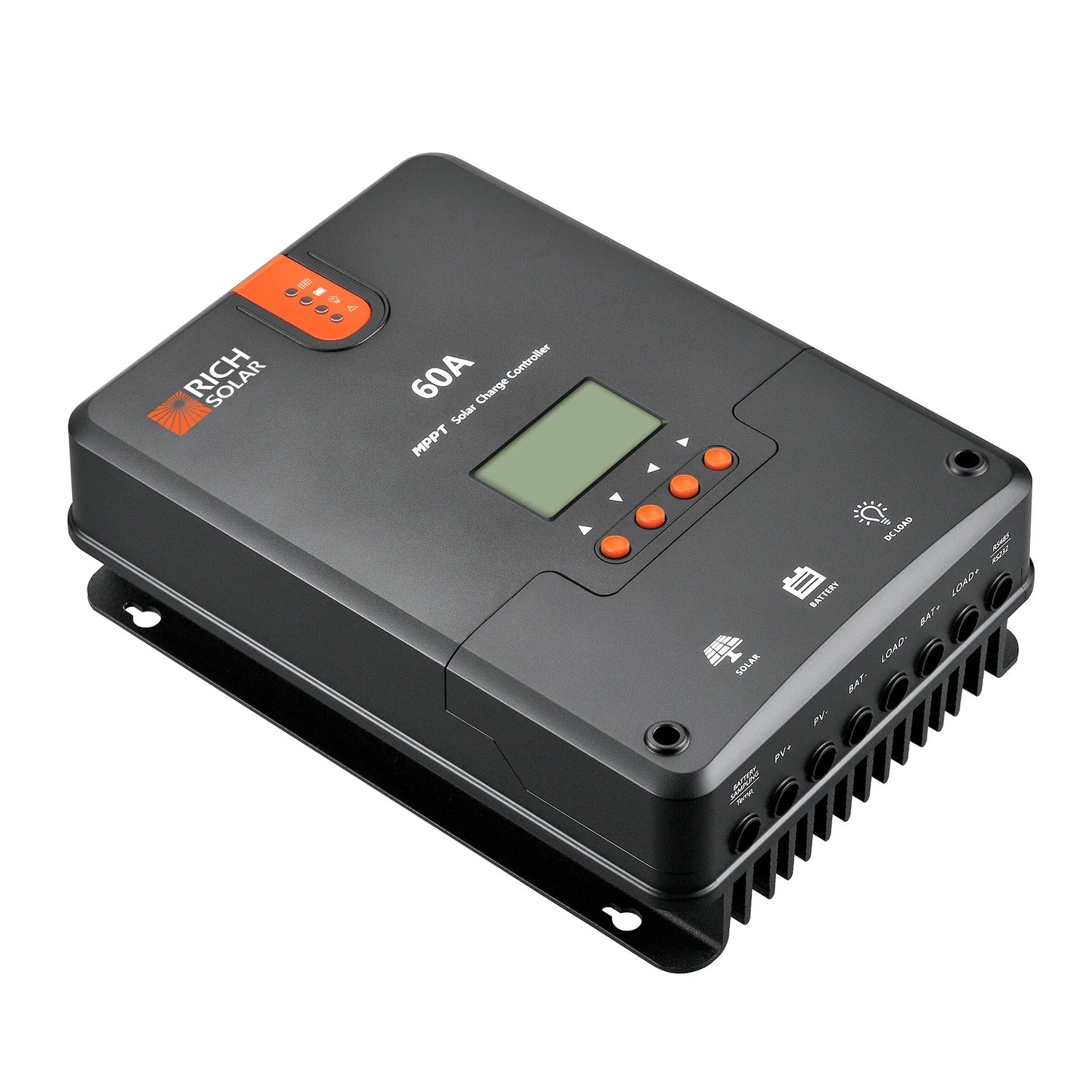 Rich Solar 60 Amp MPPT Solar Charge Controller Left Slant View