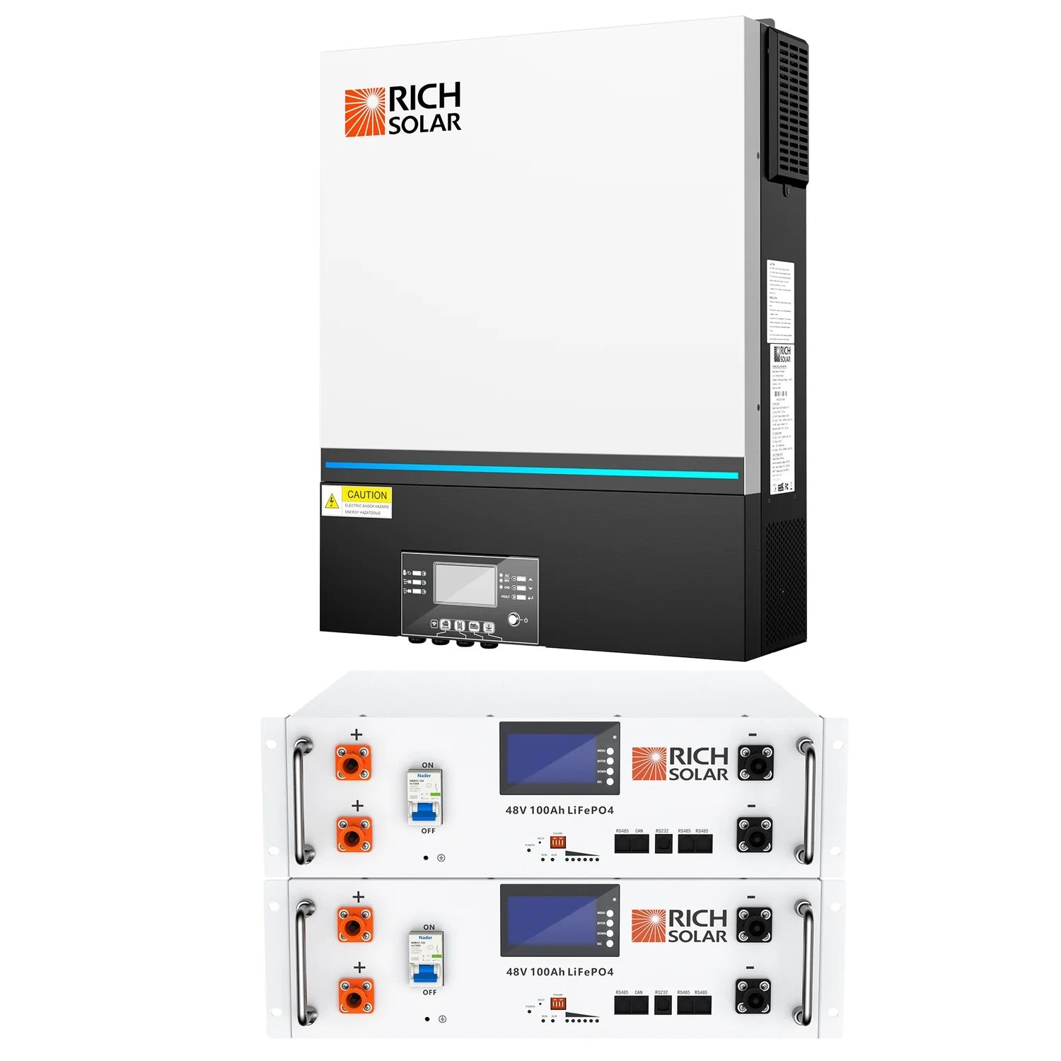 Rich Solar 6500 Watt 6.5kW 48 Volt Off-grid Hybrid Solar Inverter 2 Connection Side View