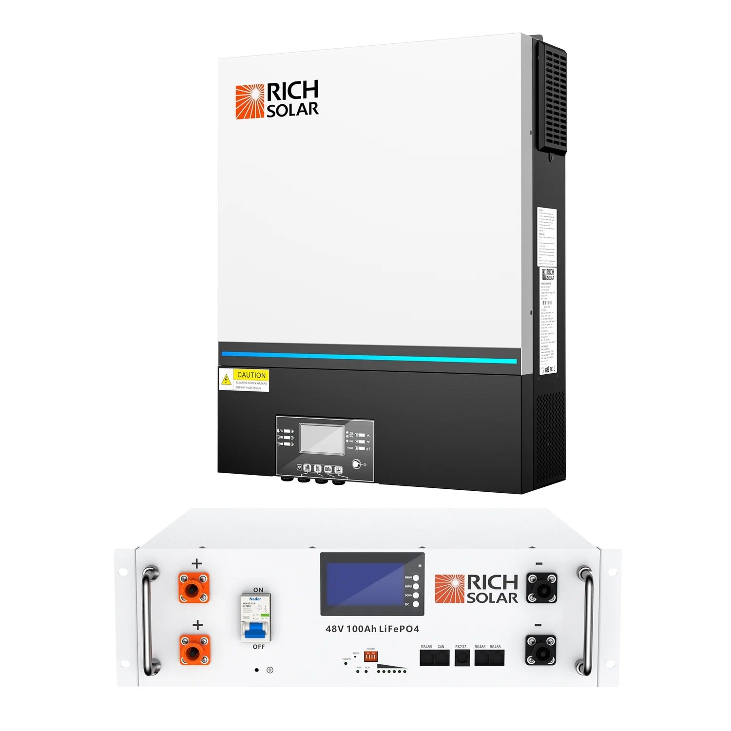 Rich Solar 6500 Watt 6.5kW 48 Volt Off-grid Hybrid Solar Inverter Connection Side View