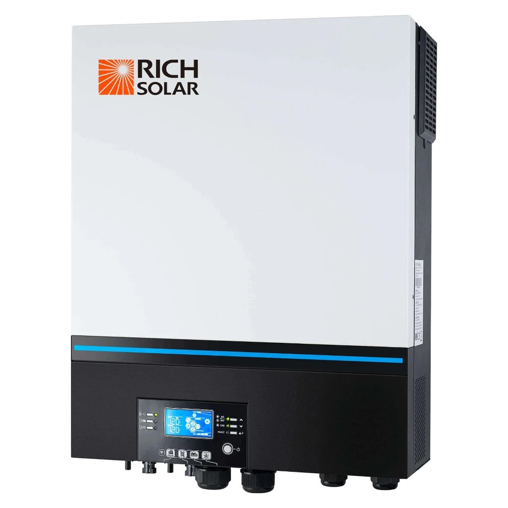 Rich Solar 6500 Watt 6.5kW 48 Volt Off-grid Hybrid Solar Inverter Front View ON