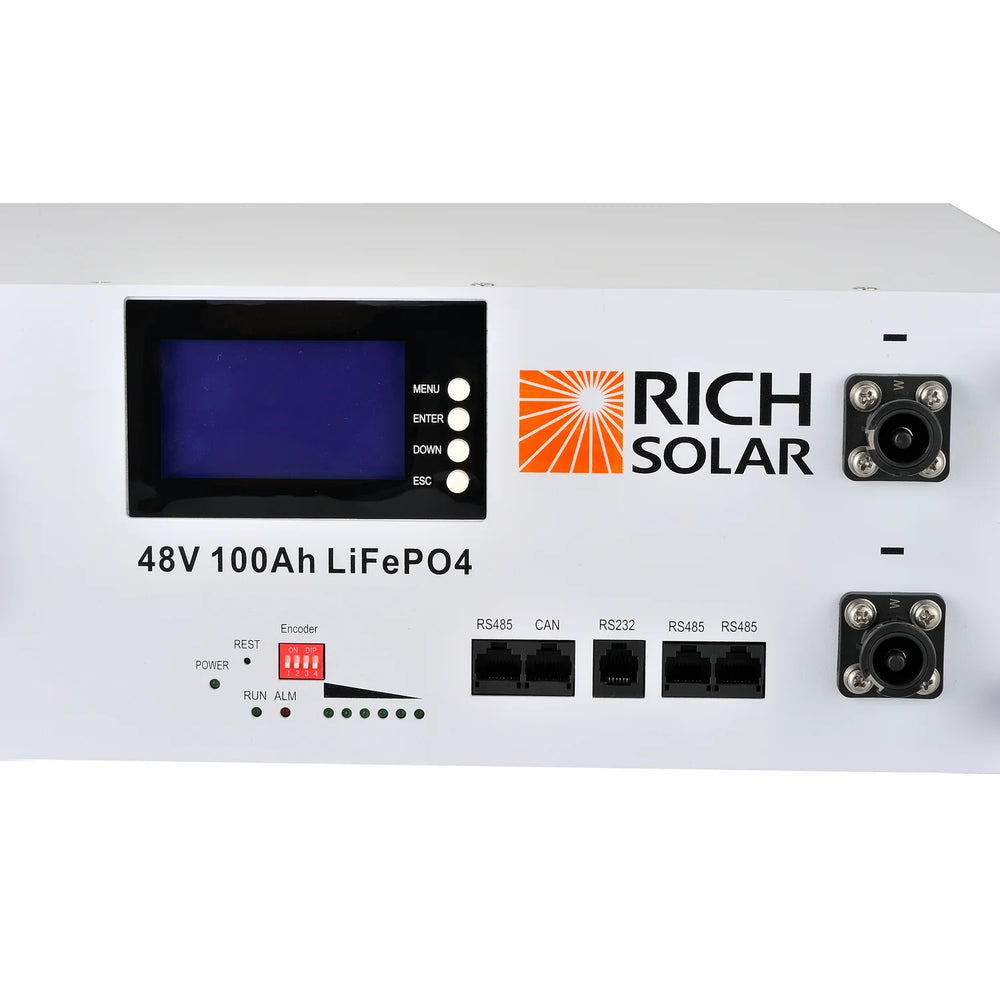 Rich Solar Alpha 5 Server Lithium Iron Phosphate Battery Negative Terminal Front Side View