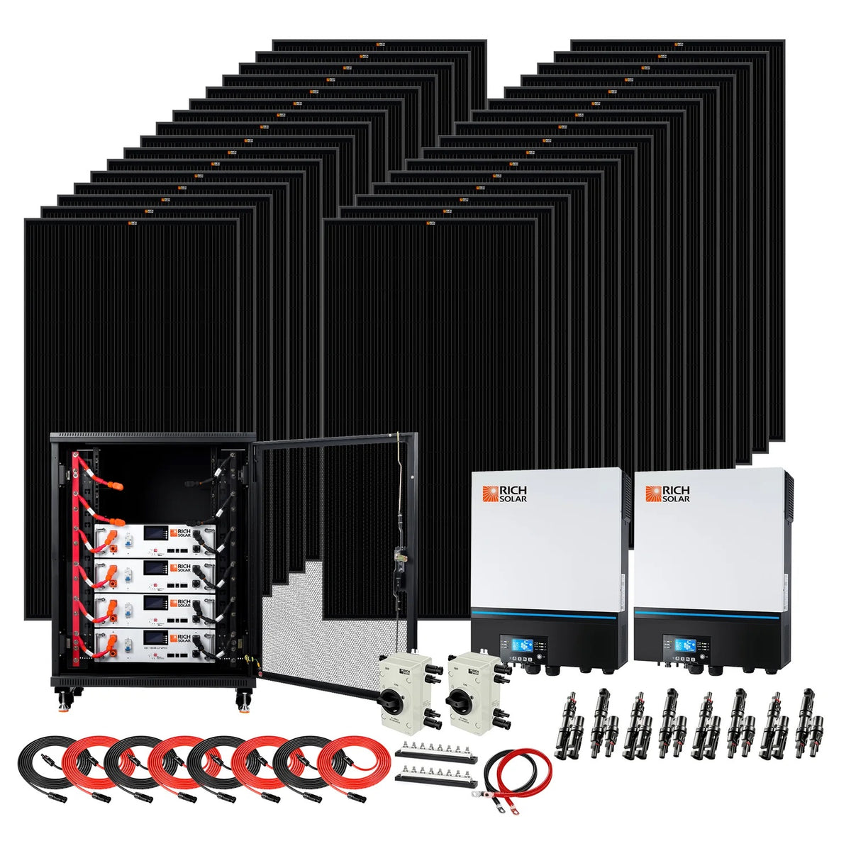 Image showcasing Rich Solar Complete Off-Grid Solar Kit | 13,000W 120/240V Output | 48V ...
