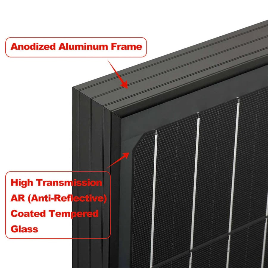 Rich Solar MEGA 100 Watt ONYX Monocrystalline Solar Panel Anodized Aluminium Frame