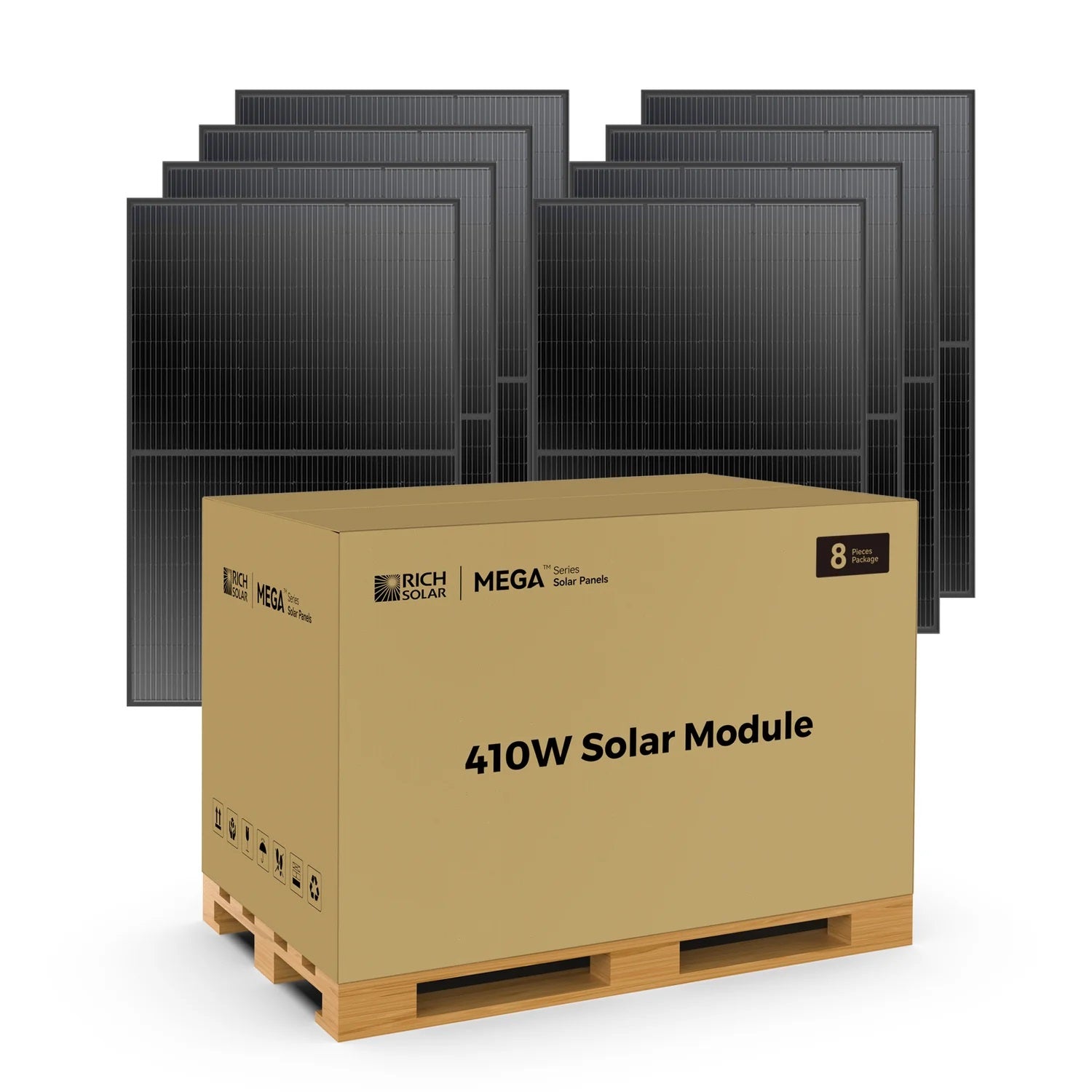 Rich Solar MEGA 410 Watt Monocrystalline Solar Panel 8 Pieces Package
